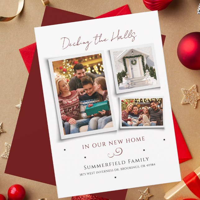 Wir haben die Fotos der Weihnachtsferien verschobe (Festive Family Photo Collage Change of Address Christmas Holidays Moving Announcement)