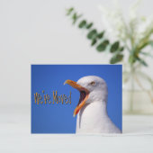 Wir haben die Funny Seagull Joke Postcard verschob Ankündigungspostkarte (Stehend Vorderseite)