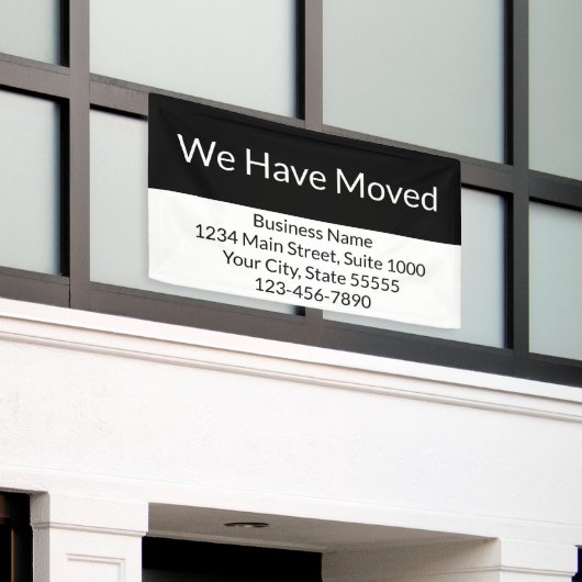 Wir haben die Geschäftsankündigung schwarz & weiß  Banner (Äußeres Gebäude)