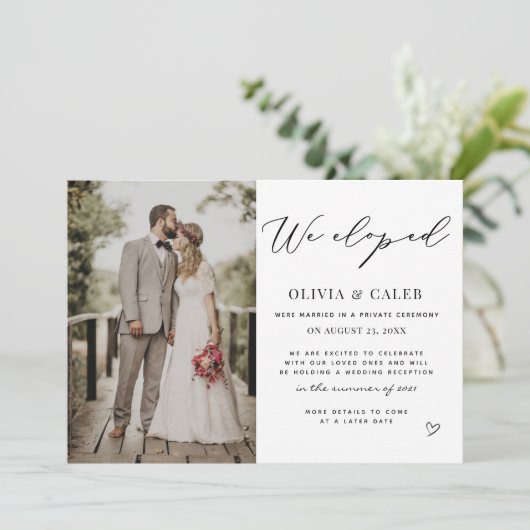 Wir haben die Hochzeitsankündigung verpasst Einladung (Stehend Vorderseite)