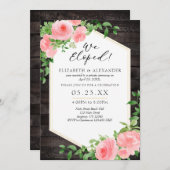 Wir haben die Hochzeitsfeier mit Holz rosa Blütenf Einladung (Vorne/Hinten)