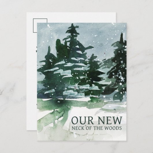 Wir haben die Kiefernwälder-Wasserfarbe verschoben Ankündigungspostkarte (Vorne/Hinten)