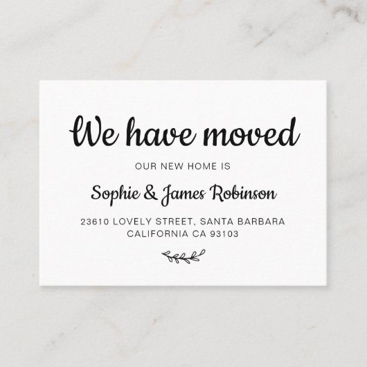 Wir haben die minimale neue Zuhause Moving Insert  Visitenkarte (Vorderseite)
