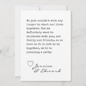 Wir haben die moderne Minimalistische Typografie-E Save The Date (Rückseite)