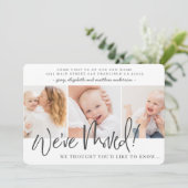 Wir haben die moderne neue Zuhause-Ankündigungskar (Stehend Vorderseite)