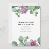 Wir haben die neue Adresse Eukalyptus Greenery Mov Ankündigung (Vorderseite)