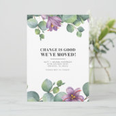 Wir haben die neue Adresse Eukalyptus Greenery Mov Ankündigung (Stehend Vorderseite)