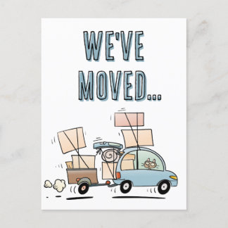 Wir haben die neue Adresse Funny Cartoon verschobe Postkarte