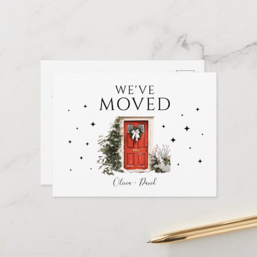 Wir haben die neue Ankündigung für den Umzug von A Postkarte (Vorderseite/Rückseite Beispiel)