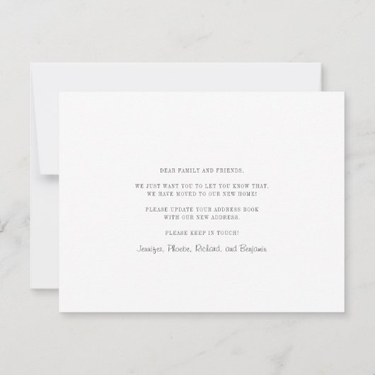 Wir haben die neue Ankündigung zur Adressverschieb (Rückseite)