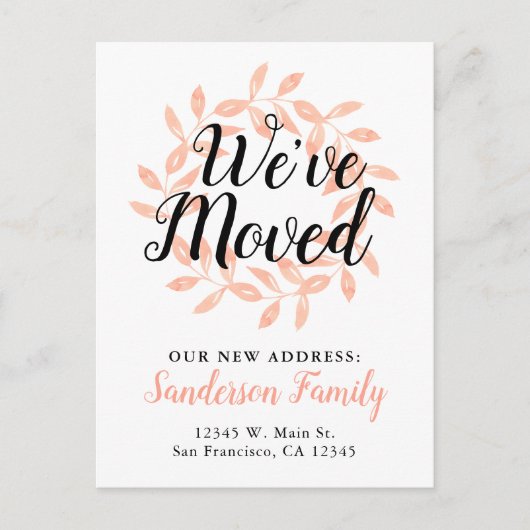 Wir haben die neue Hausadresse geändert Wasserfarb Ankündigungspostkarte (Vorderseite)