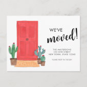 Wir haben die neue Tür verschoben Ankündigungspostkarte (Vorderseite)