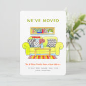 Wir haben die neue Zuhause-Adresse des farbenfrohe Ankündigung (Stehend Vorderseite)