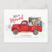 Wir haben die neue Zuhause-Adresse Red Truck versc Postkarte (Vorderseite)