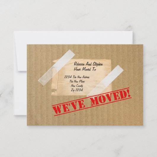 Wir haben die neue Zuhause CardBoard Box verschobe Ankündigung (Vorderseite)