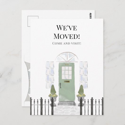 Wir haben die neue Zuhause Einfache Aquarelltür ve Postkarte (Vorne/Hinten)