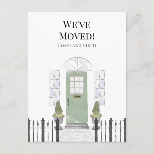 Wir haben die neue Zuhause Einfache Aquarelltür ve Postkarte (Vorderseite)