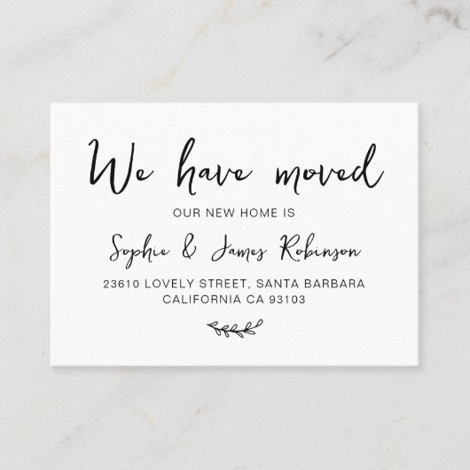 Wir haben die neue Zuhause Minimal Moving Insert C Visitenkarte (Vorderseite)