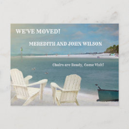 Wir haben die Ocean Beach Stühle umgezogen Ankündigungspostkarte