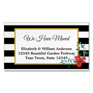 Wir haben die rot-weiß gestrichene Blume verschobe Magnetische Visitenkarte