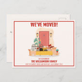 Wir haben die rote Vordertür Niedlich verschoben Ankündigungspostkarte (Vorne/Hinten)