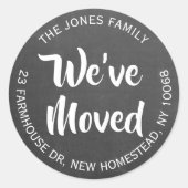 Wir haben die Rücksendeadresse für die schwarze Ta Runder Aufkleber (Vorderseite)