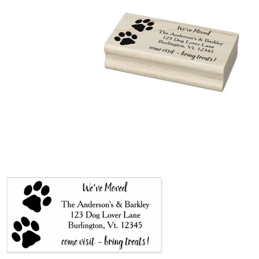 Wir haben die Rücksendeadresse "Paw Print Moving"  Gummistempel (Stempel)