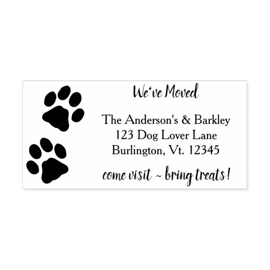 Wir haben die Rücksendeadresse "Paw Print Moving"  Permastempel (Design)
