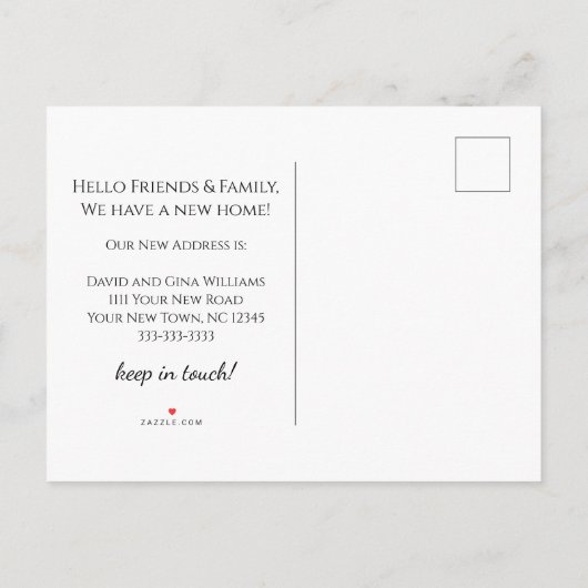 Wir haben die Rustikalen Berge neu Zuhause verscho Ankündigungspostkarte (Rückseite)