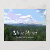 Wir haben die Rustikalen Berge neu Zuhause verscho Ankündigungspostkarte (Vorderseite)