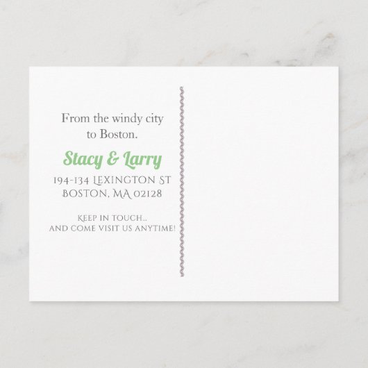 Wir haben die Skyline von Boston City verschoben Ankündigungspostkarte (Rückseite)
