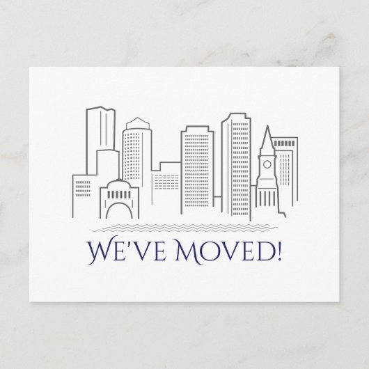 Wir haben die Skyline von Boston City verschoben Ankündigungspostkarte (Vorderseite)