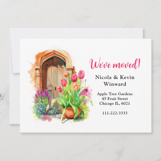 Wir haben die Tür der blorrosa Tulpen verschoben Ankündigung (Vorderseite)