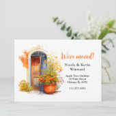 Wir haben die Tür der blühenden orangen Blume vers Ankündigung (Stehend Vorderseite)