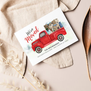 Wir haben die Vintage Red Truck Moving-Adresse ver Ankündigung