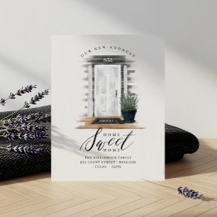 Wir haben die weiße Vordertür der Aquarelltafeln v Ankündigung