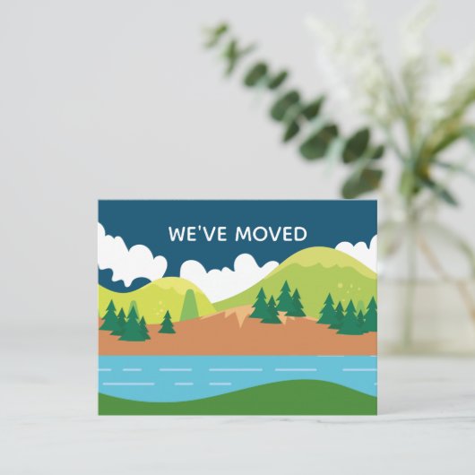 Wir haben die Zuhause-Adresse der Berge geändert Ankündigung (Stehend Vorderseite)