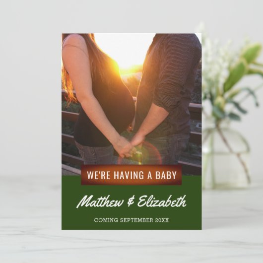 Wir haben ein Baby | Ankündigung der Schwangerscha (Stehend Vorderseite)