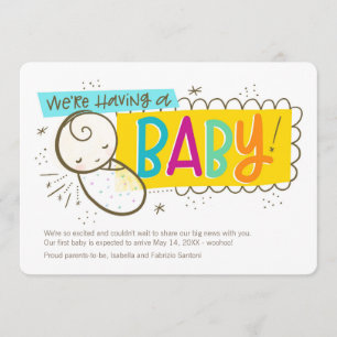 Wir haben ein Baby, eine Schwangerschaftsankündigu Ankündigung