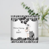 Wir haben ein BABY! Schwarz-weißes Zebra Ankündigung (Stehend Vorderseite)