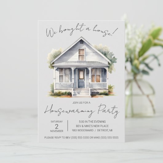 Wir haben ein Haus gekauft! Niedliche Wasserfarben Einladung (Stehend Vorderseite)