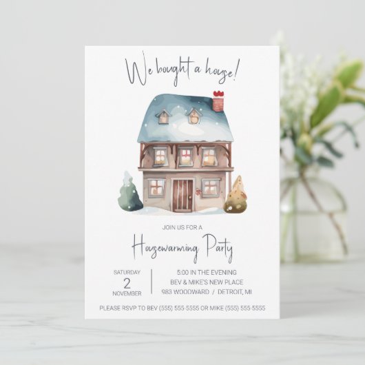 Wir haben ein Haus gekauft! Niedliche Wasserfarben Einladung (Stehend Vorderseite)