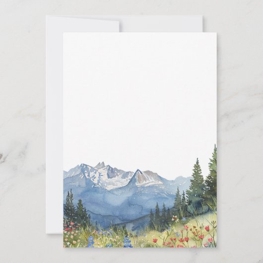 Wir haben eine Hochzeit der Wasserfarben-Berge Einladung (Rückseite)