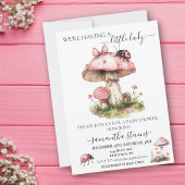 Wir haben eine kleine Lady Ladybug Pink Mushroom Einladung