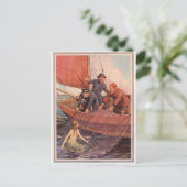 Wir haben eine Meerjungfrau gefangen! Vintag Postkarte (Stehend Vorderseite)