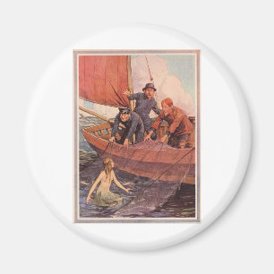 Wir haben eine Meerjungfrau gefangen! Vintage Magnet