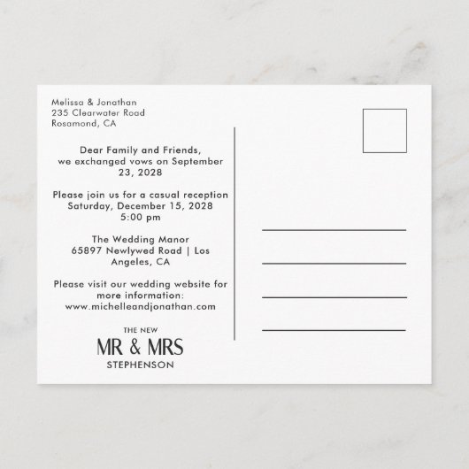 Wir haben eine moderne minimalistische 2-Foto-Ankü Postkarte (Rückseite)