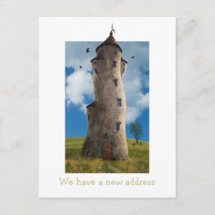 Wir haben eine neue Adresse   Funny Family Tower Ankündigungspostkarte