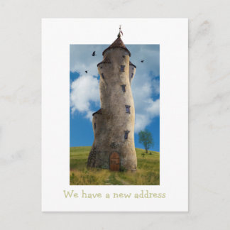 Wir haben eine neue Adresse | Funny Family Tower Ankündigungspostkarte