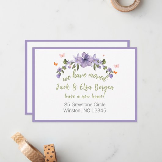 Wir haben eine neue Adresse Mitteilungskarte (Vorderseite/Rückseite Beispiel)